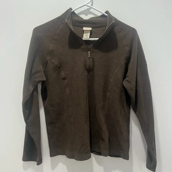 L.L. Bean Chocolate Brown Fleece Pullover - Picture 1 of 2